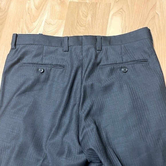 Calvin Klein Dress Pant Mens 34x32 Black Pinstripe Wool Business Casual Trouser - Picture 4 of 10